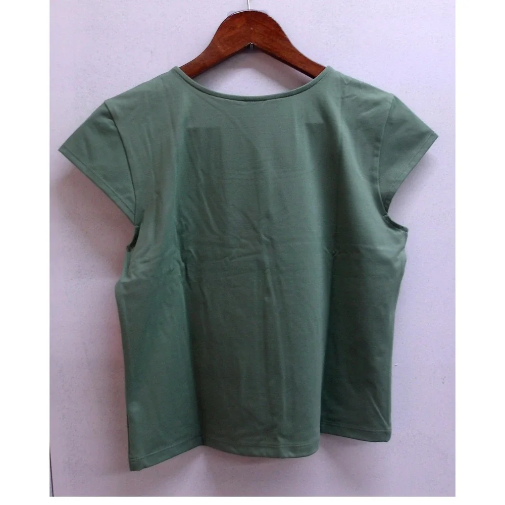 Justice Girls Green Square Neck Cap Sleeve T Shirt Top‎ NWT XL (16/18) #26100